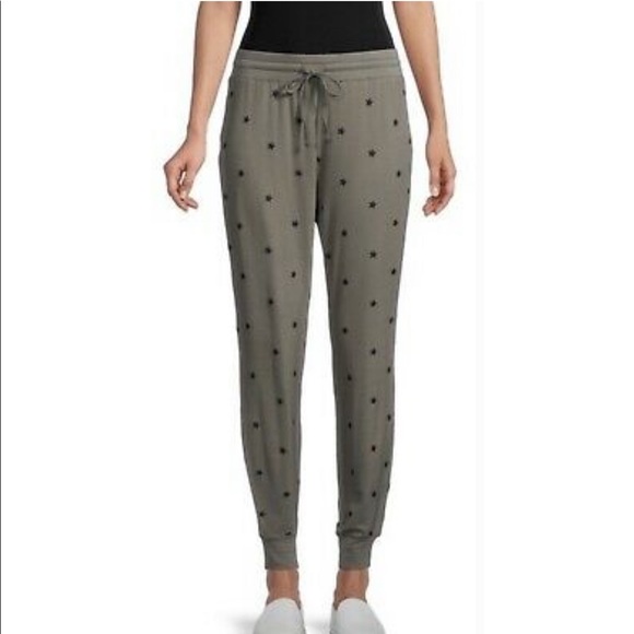 🎉HP🎉New! Splendid Embroidered Star Green Jogger Pants Size Large $138🖤✨ - Picture 2 of 12